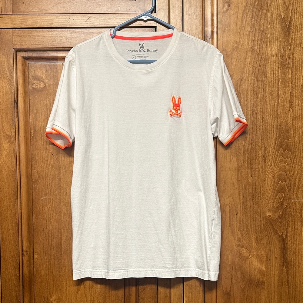 Psycho Bunny White Tee with Orange Accents